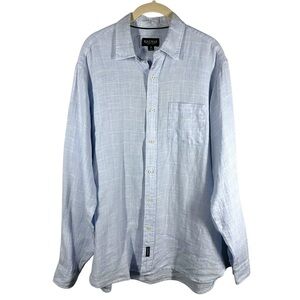 Gazman Linen Shirt Men's Medium M Blue Long Sleeve‎ Button Down Classic